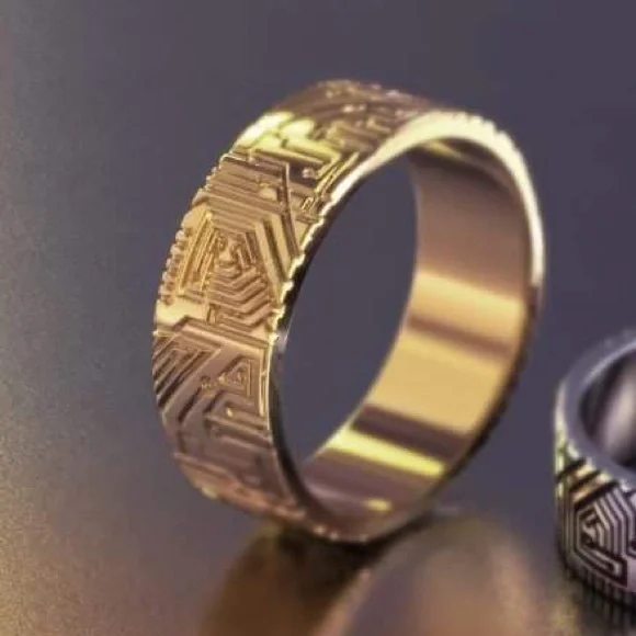 NEW Anthropologie geometric ring gold boho chic size 7/8 womens girls juniors - Picture 1 of 9